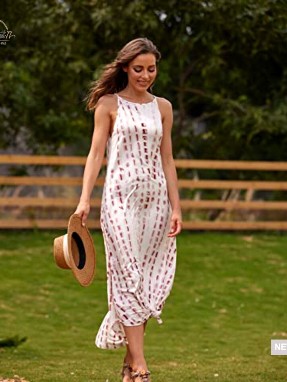 Lightweight Maxi Dress Halter Sleeveless Beach Cover Up Swing Fit - Picture 4 of 7